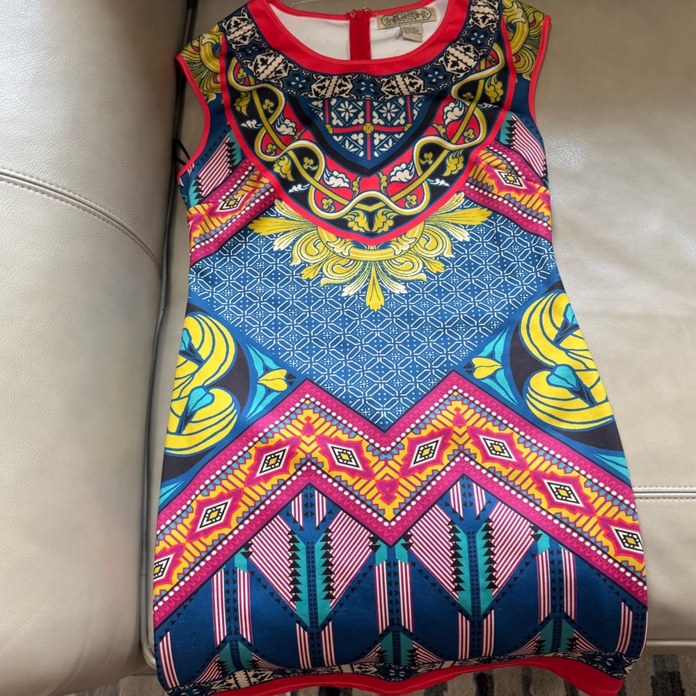 FLYING TOMATO Colorful Geometric Sleeveless Dress